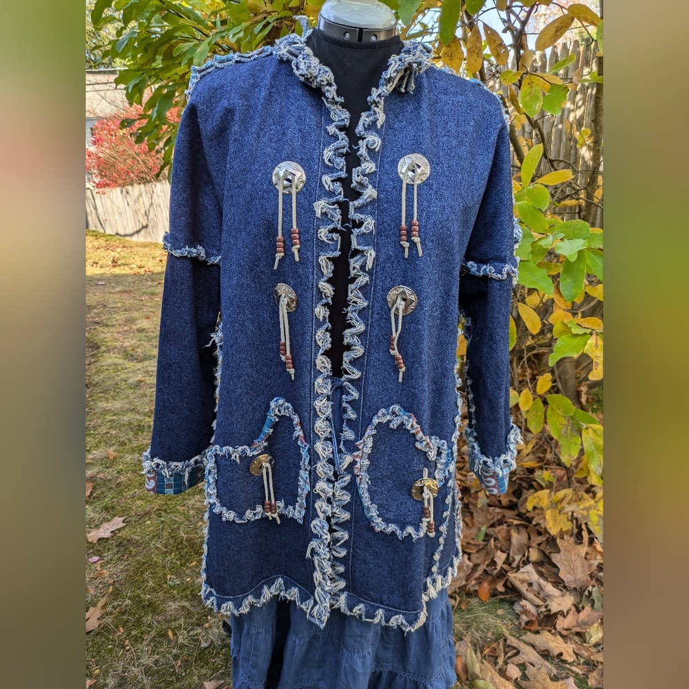 Fabulous Patchwork Denim Western Jacket. Size L-Xl - image 1
